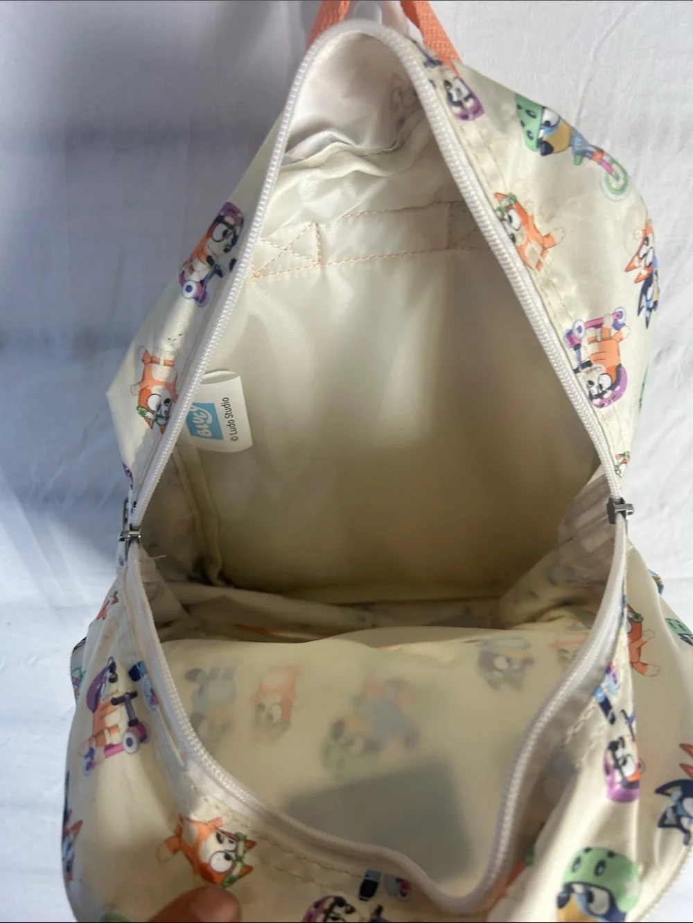 Bluey Kids Cream Backpack with Orange Straps